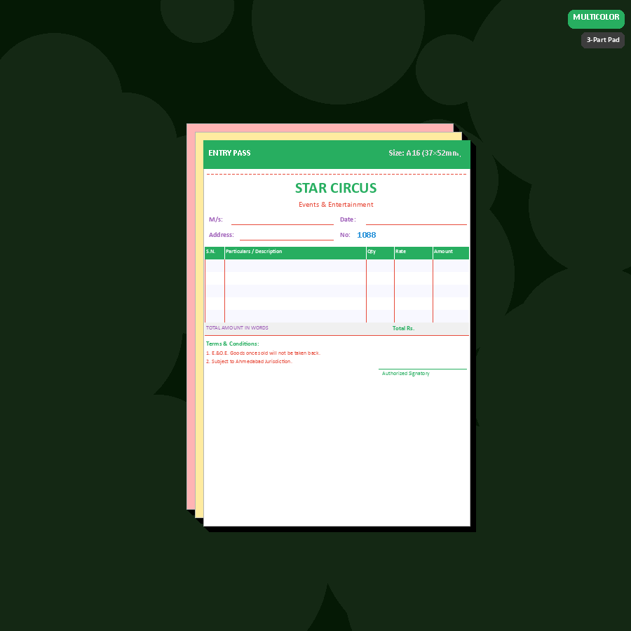 Bill Book Printing — A16 Size | 3 Pages (Original + Duplicate + Triplicate) | Multicolor